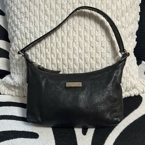 kate spade NEW YORK Black Leather Shoulder Bag with Patent Leather Strap